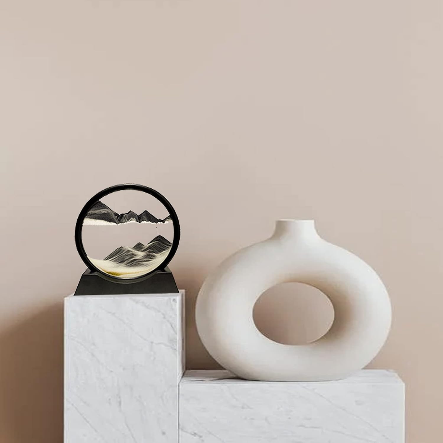 Decoración de imagen artística de arena en movimiento 3D con marco de vidrio.