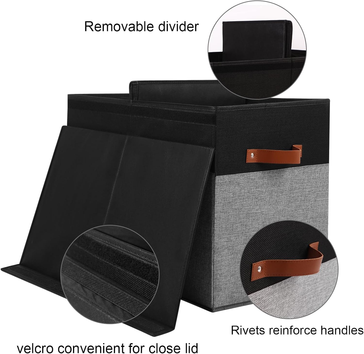 Caja grande de almacenamiento con tapa y divisores, ideal para juguetes.
