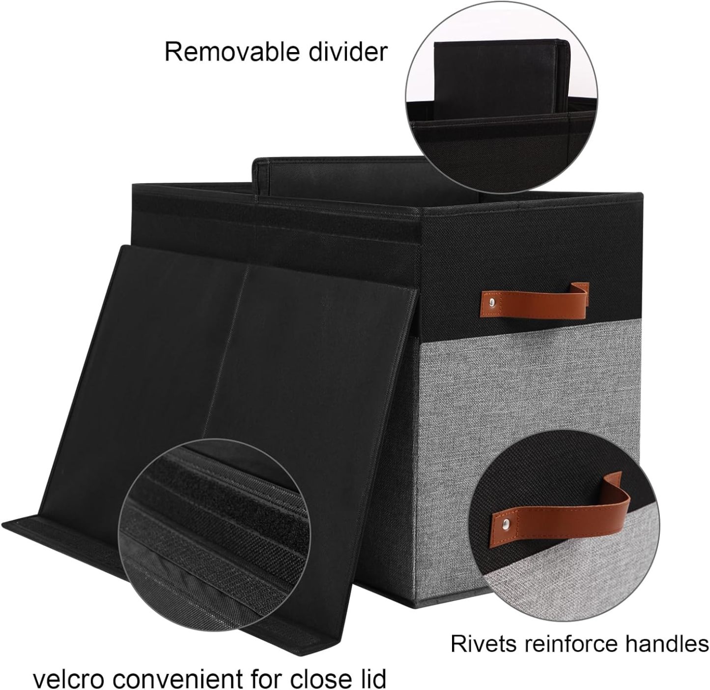 Caja grande de almacenamiento con tapa y divisores, ideal para juguetes.
