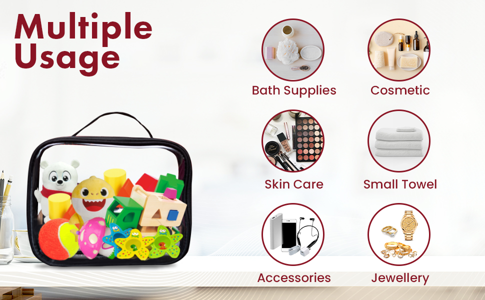 clear makeup bags with zipper and handle