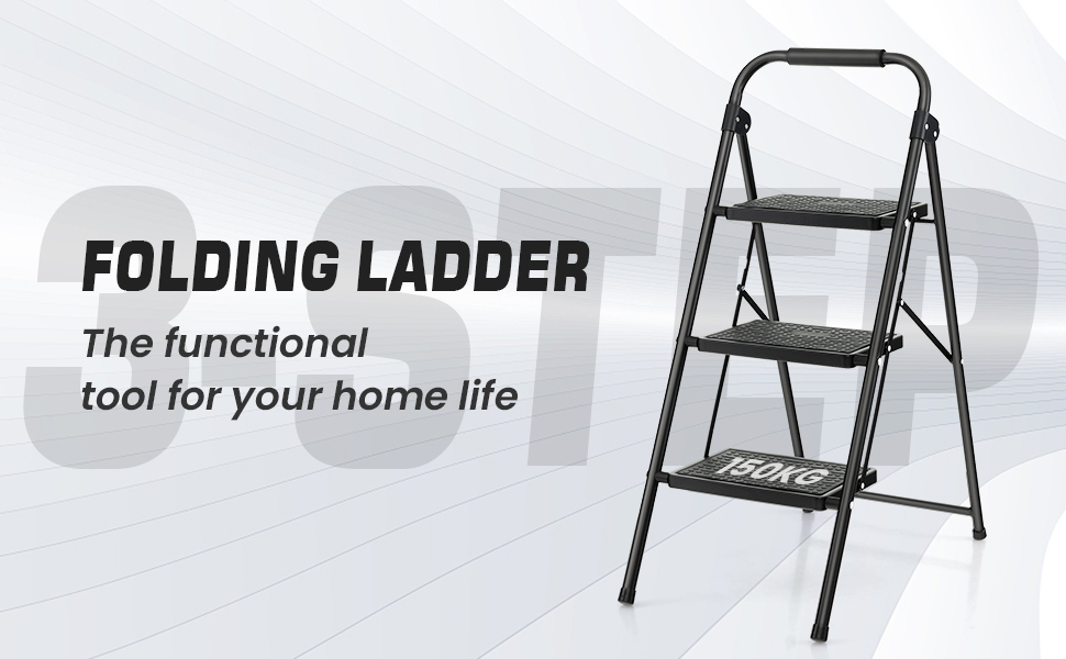 Costway 3 Step Ladder, Folding Step Stool w/ Padded Handgrip & Wide Anti-Slip Pedal