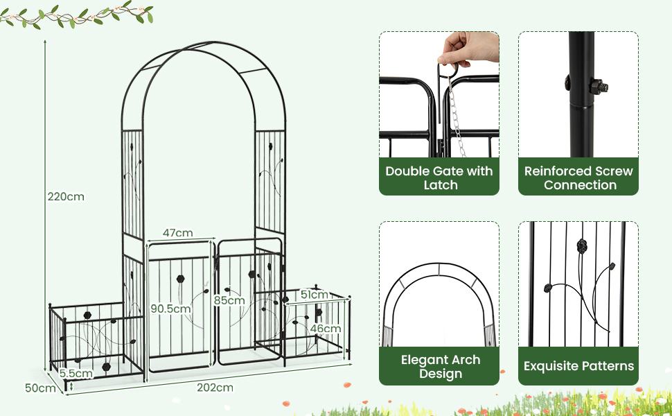 Metal Arch Trellis Lockable Gate