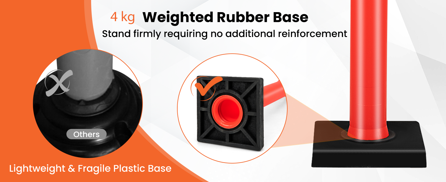 Costway 3 Pack Traffic Delineator Post, 114.5 cm Safety Traffic Barrier with Rubber Base