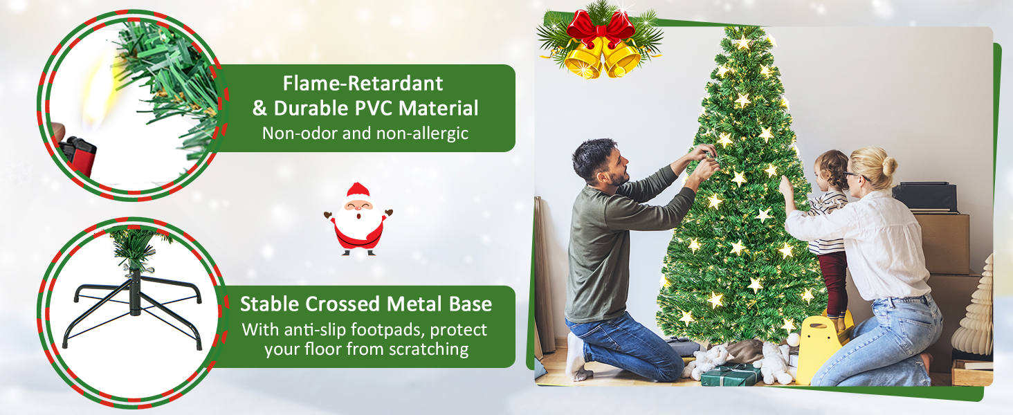 Costway 1.5M Pre-Lit Christmas Tree, Artificial Xmas Tree with 180 Branch Tips