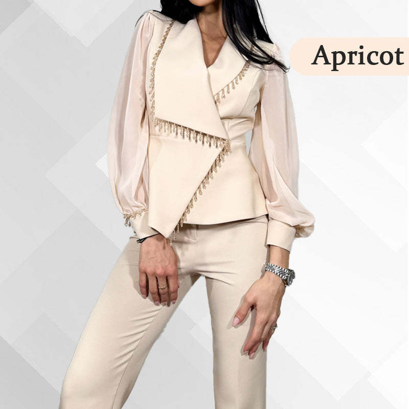 🌸Spring Specials🌸 Women's Mesh Beaded Top & Wide-Leg Pants Set
