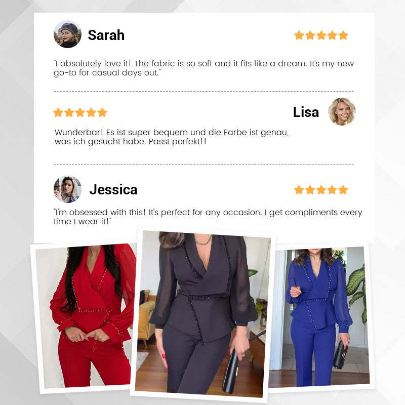 🌸Spring Specials🌸 Women's Mesh Beaded Top & Wide-Leg Pants Set