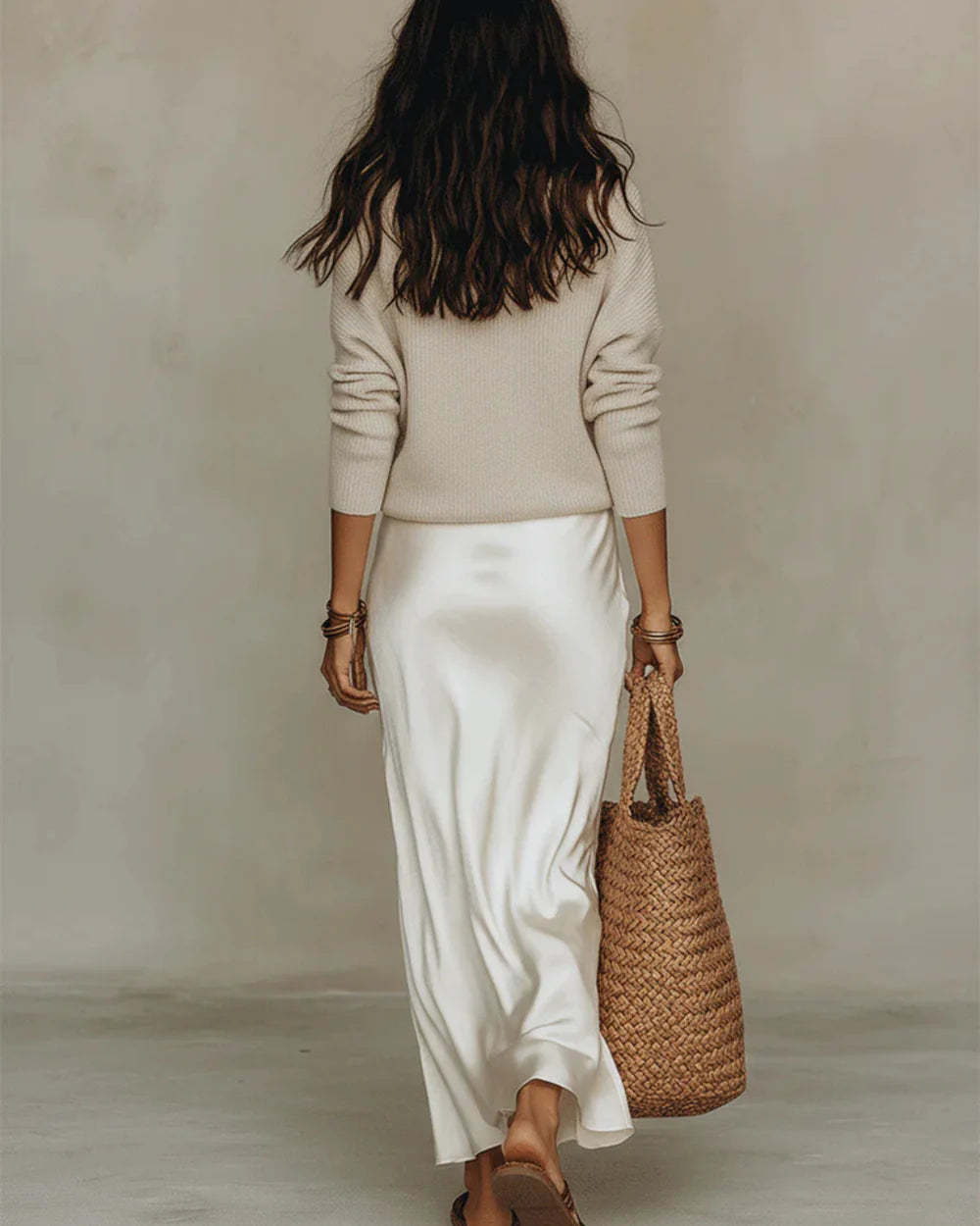 Elegant Satin Dress with Sweater