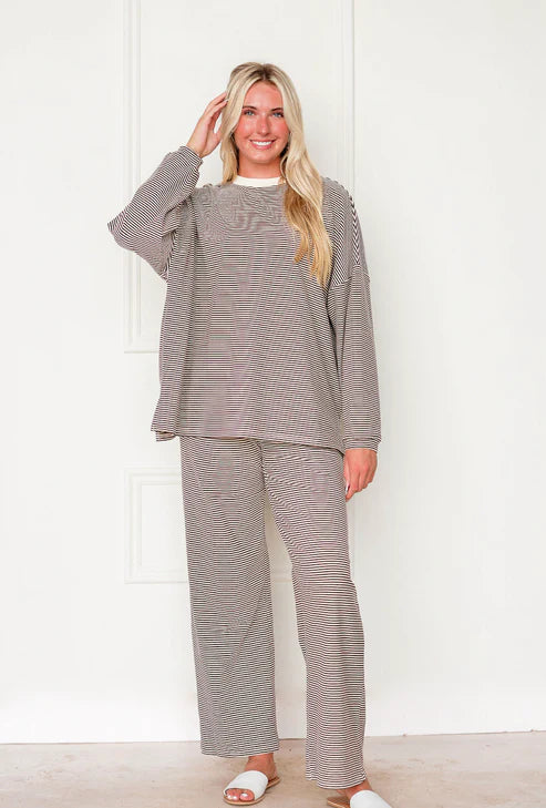 Striped Fleece  Oversize Top And Pants