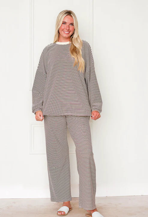 Striped Fleece  Oversize Top And Pants