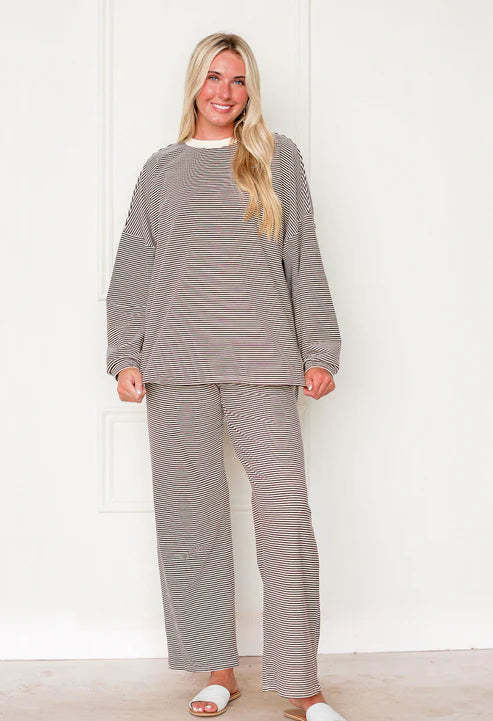 Striped Fleece  Oversize Top And Pants