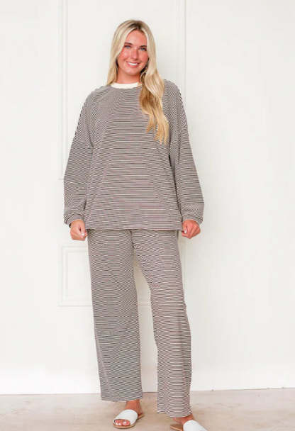 Striped Fleece  Oversize Top And Pants