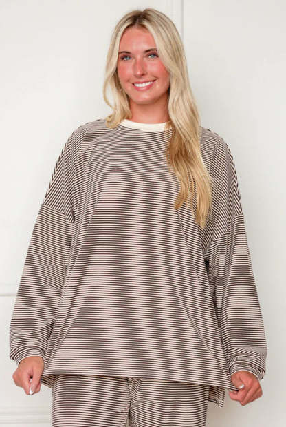 Striped Fleece  Oversize Top And Pants
