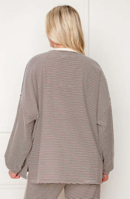 Striped Fleece  Oversize Top And Pants