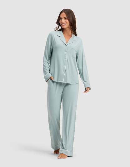 Women's Bamboo Stretch-Knit Long Sleeve Pajama Set