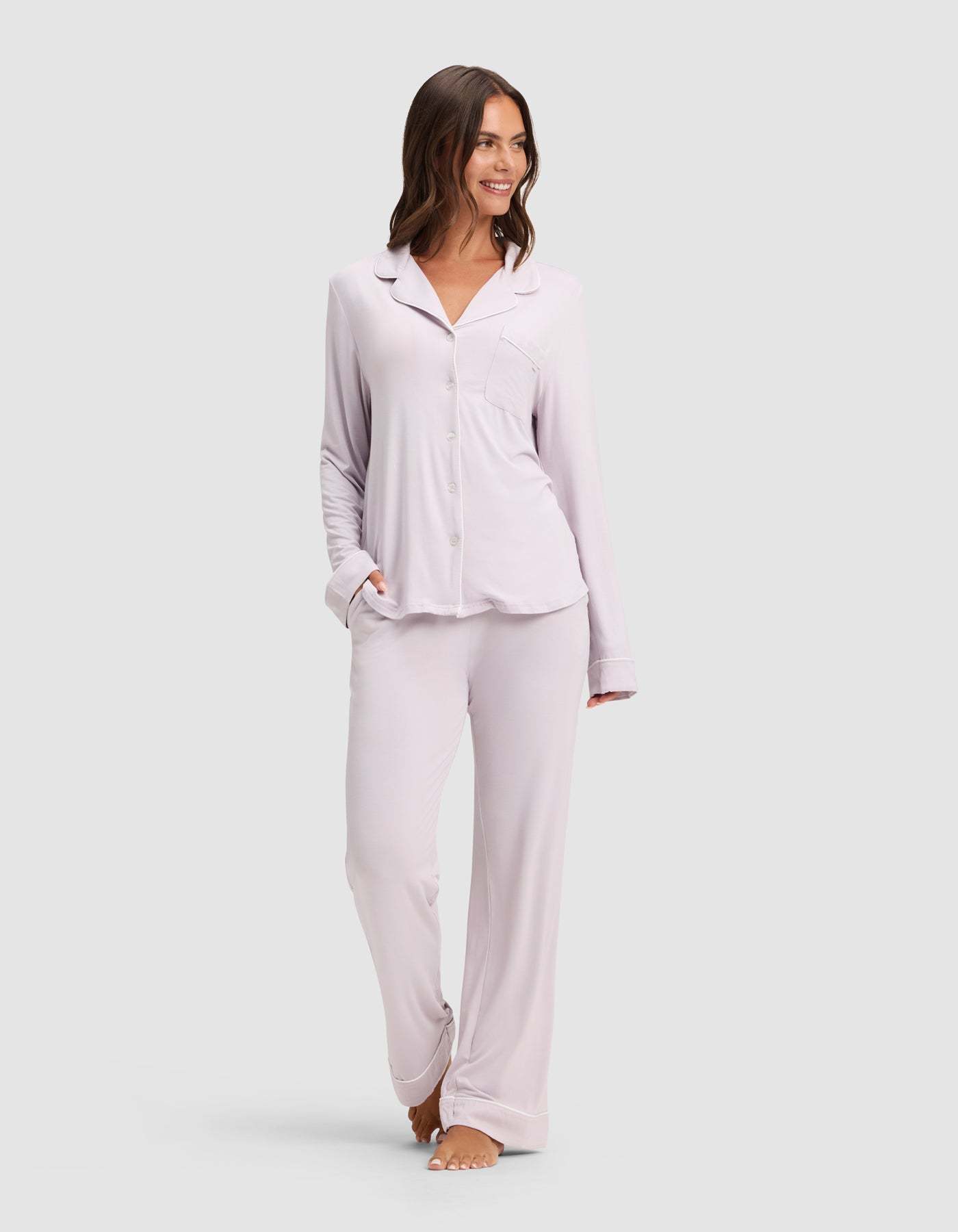 Women's Bamboo Stretch-Knit Long Sleeve Pajama Set