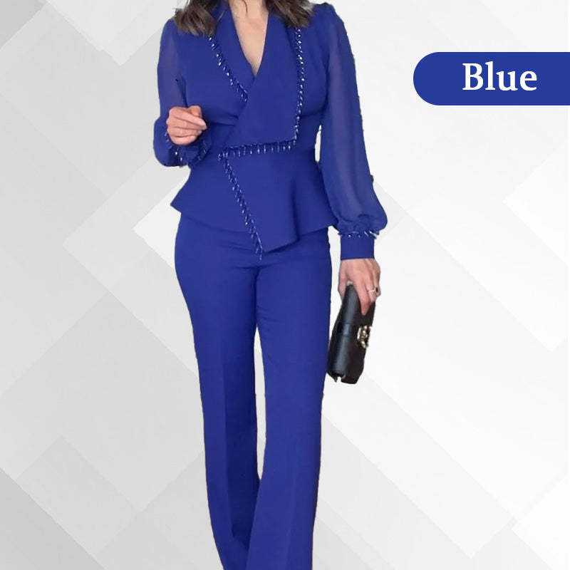 🌸Spring Specials🌸 Women's Mesh Beaded Top & Wide-Leg Pants Set