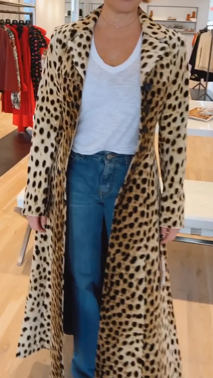 Women Lapel Leopard Print Casual Windbreaker