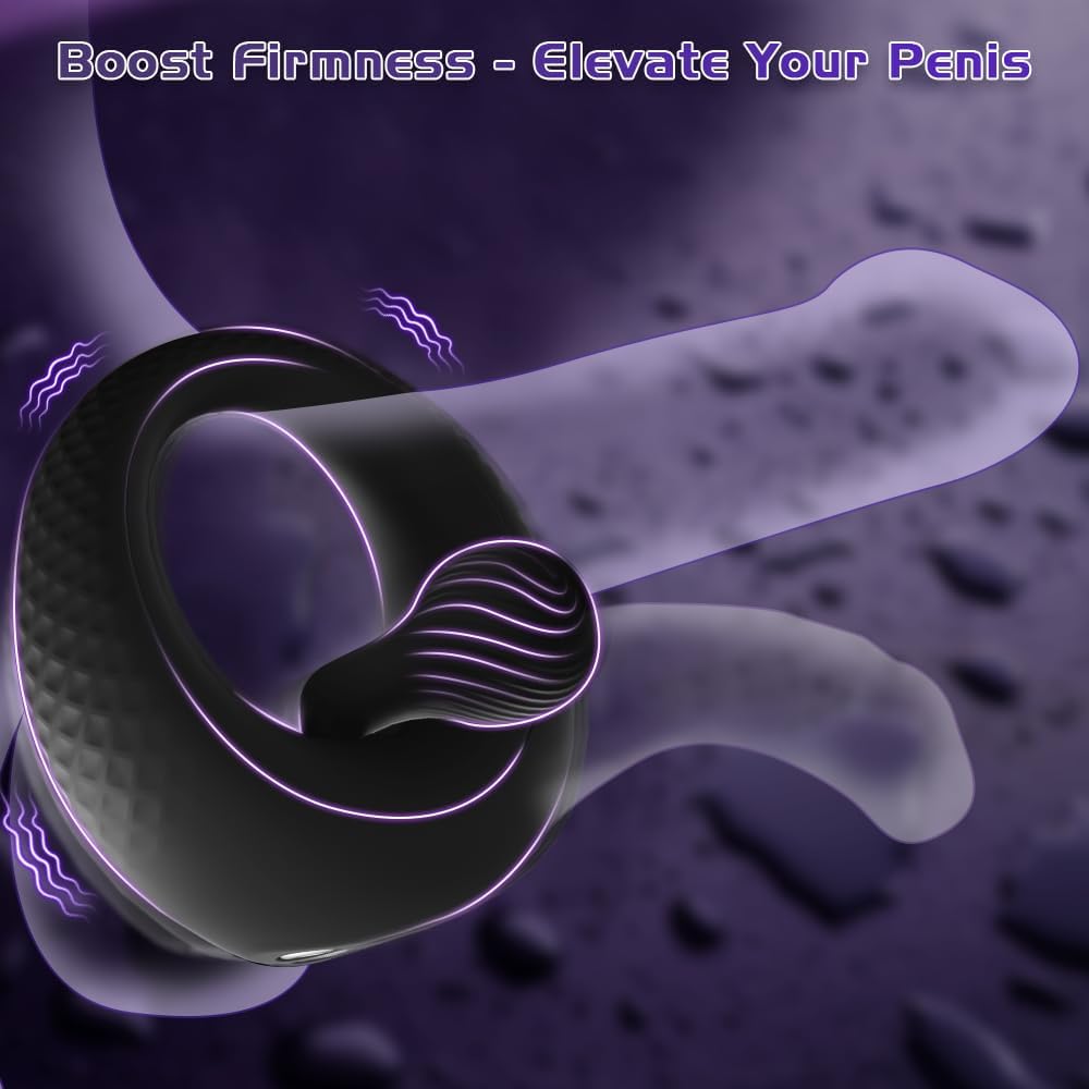 Vibrating Cock Ring with 360° Adjustable Bead Clitoral Stimulator, Pleasure Penis Ring Vibrator Couples Adult Sex Toys for Men Women, LITLLS Soft 8 Vibrations Male Couple Sex Toy Game for Men Erection