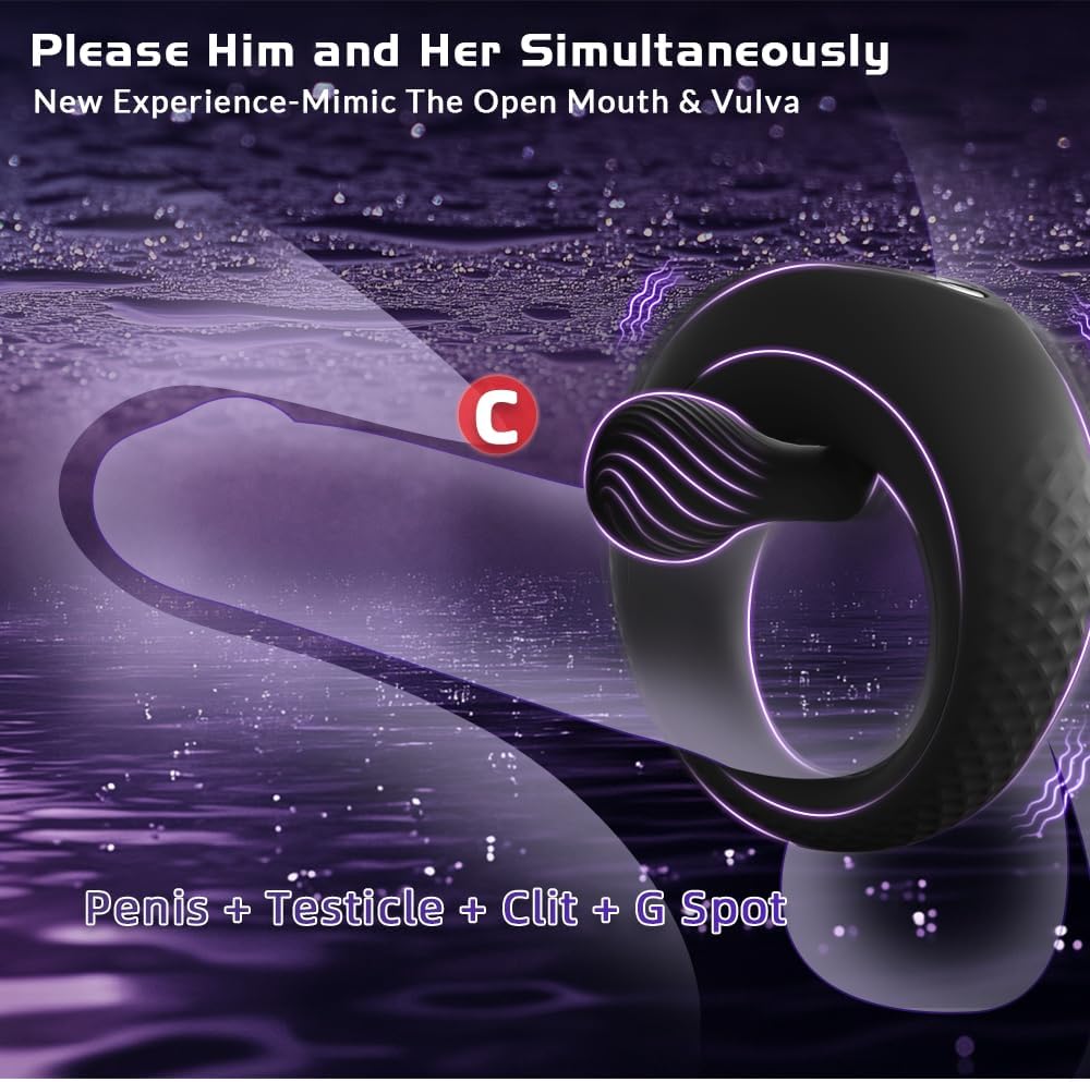 Vibrating Cock Ring with 360° Adjustable Bead Clitoral Stimulator, Pleasure Penis Ring Vibrator Couples Adult Sex Toys for Men Women, LITLLS Soft 8 Vibrations Male Couple Sex Toy Game for Men Erection