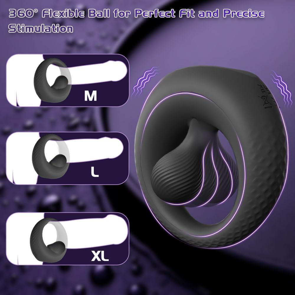 Vibrating Cock Ring with 360° Adjustable Bead Clitoral Stimulator, Pleasure Penis Ring Vibrator Couples Adult Sex Toys for Men Women, LITLLS Soft 8 Vibrations Male Couple Sex Toy Game for Men Erection