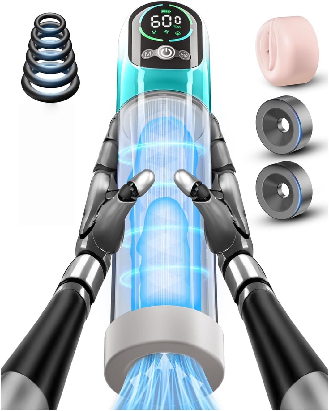 Electric Penis Pump - Male Sex Toys for Men 2 in 1 Vacuum Pump for ED Treatment with 6 Training Modes,Automatic Male Masturbators with 5 Suction Modes,Adult Toys with mini Pocket Pussy