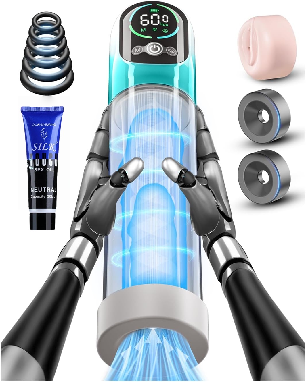 Electric Penis Pump - Male Sex Toys for Men 2 in 1 Vacuum Pump for ED Treatment with 6 Training Modes,Automatic Male Masturbators with 5 Suction Modes,Adult Toys with mini Pocket Pussy