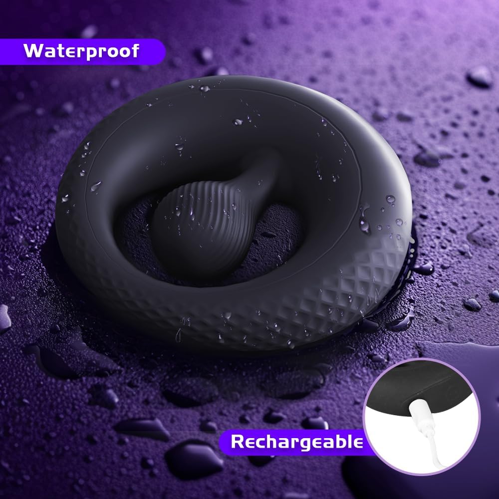 Vibrating Cock Ring with 360° Adjustable Bead Clitoral Stimulator, Pleasure Penis Ring Vibrator Couples Adult Sex Toys for Men Women, LITLLS Soft 8 Vibrations Male Couple Sex Toy Game for Men Erection