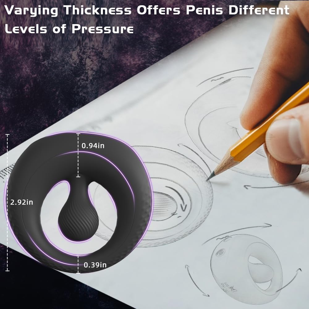 Vibrating Cock Ring with 360° Adjustable Bead Clitoral Stimulator, Pleasure Penis Ring Vibrator Couples Adult Sex Toys for Men Women, LITLLS Soft 8 Vibrations Male Couple Sex Toy Game for Men Erection