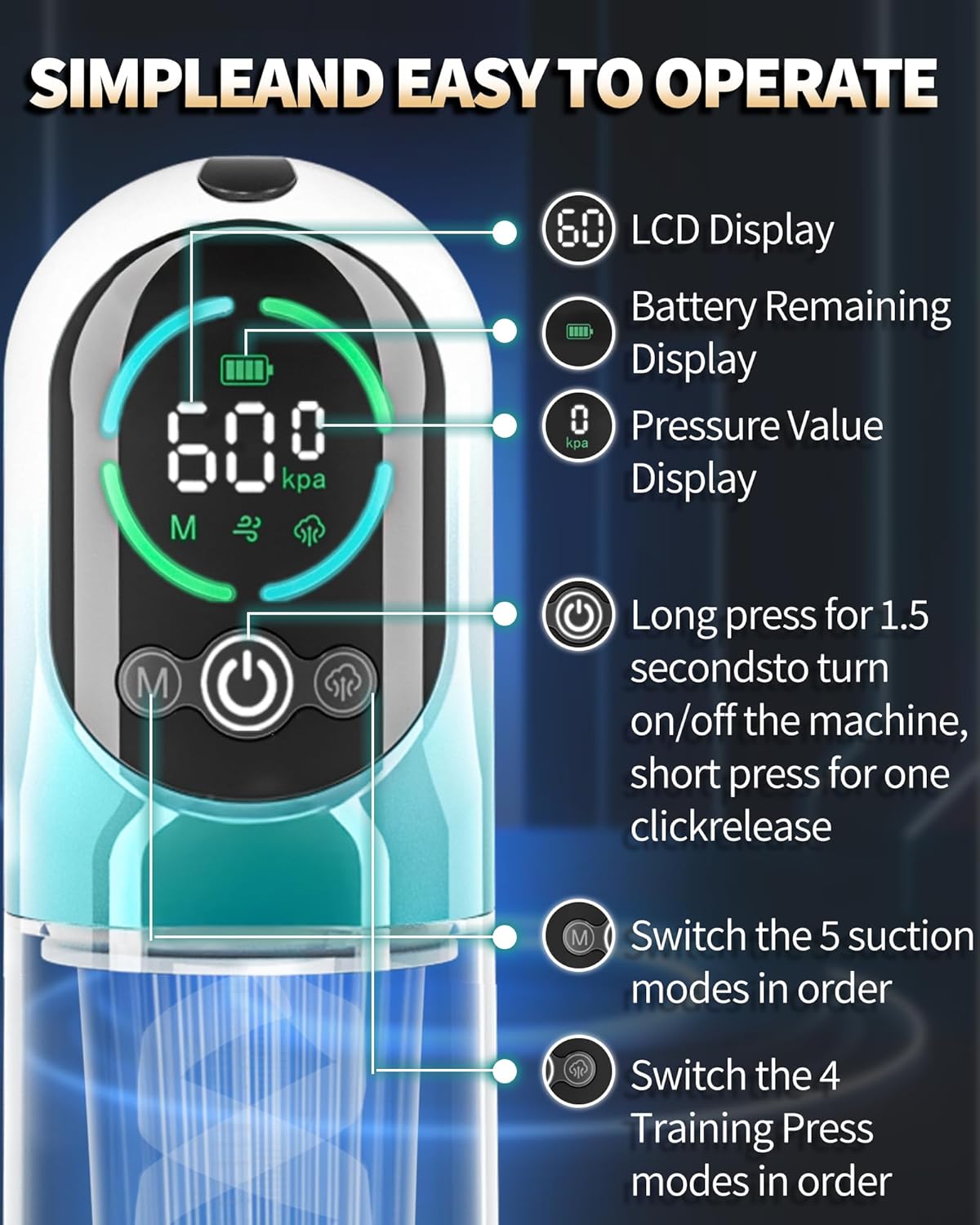 Electric Penis Pump - Male Sex Toys for Men 2 in 1 Vacuum Pump for ED Treatment with 6 Training Modes,Automatic Male Masturbators with 5 Suction Modes,Adult Toys with mini Pocket Pussy