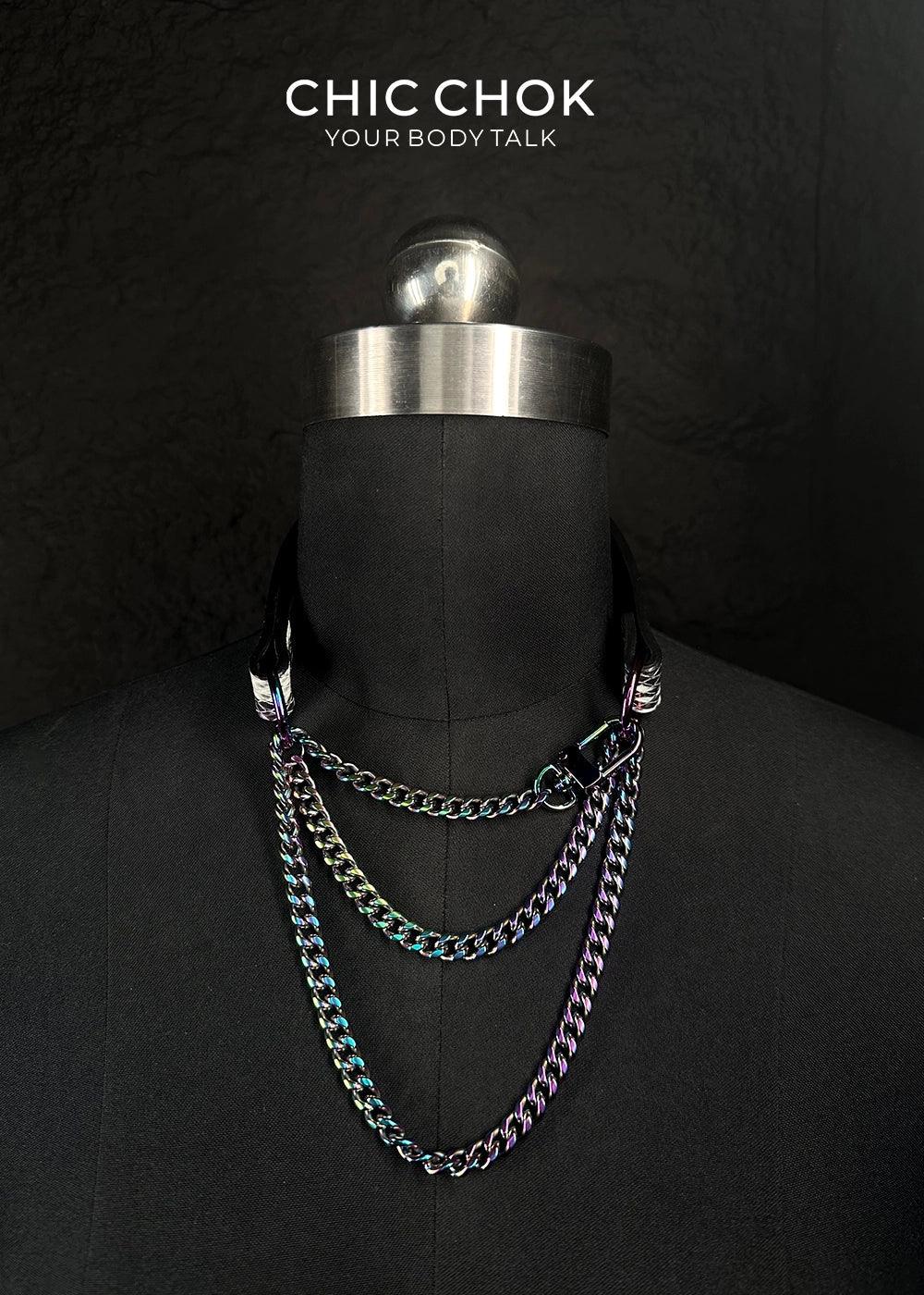 CHICCHOK [Breathless] Pulling Fashion and Fun Choker Python texture leather - CHICCHOK