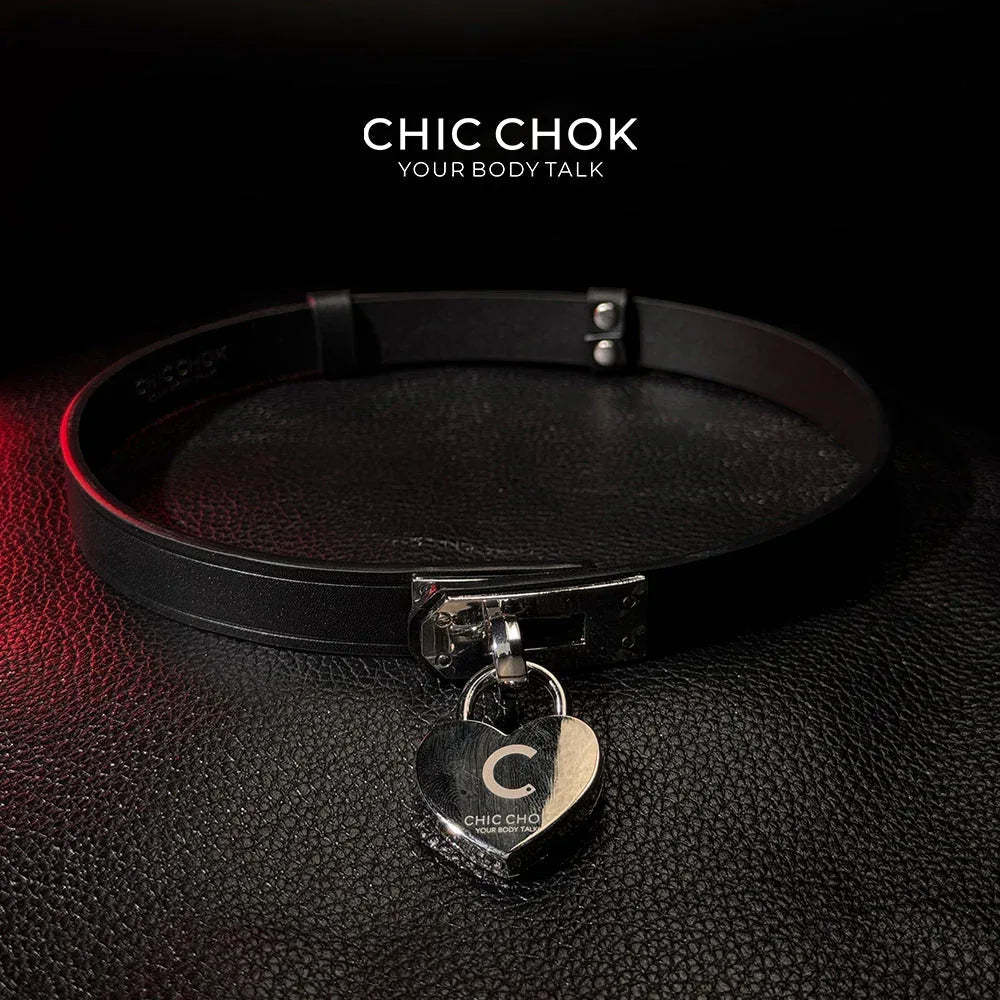CHICCHOK [The Minimalism] - Classic Front Closure Customize Non-adjustable Fashion Choker(With a love lock) - CHICCHOK