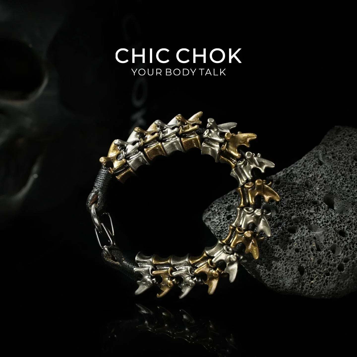 [CHICCHOK] Dragon Themed Bracelet – Stylish Bone Design, A Fusion of Steel and Leather - CHICCHOK