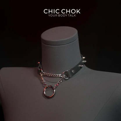CHICCHOK [Betty] - O Ring Closure Reversible Pulling Spikes Fashion Choker - CHICCHOK