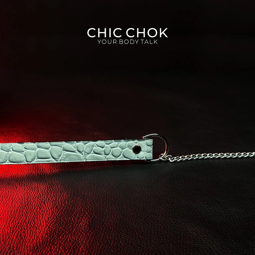 CHICCHOK [Breathless] Pulling Fashion and Fun Choker(Ice Blue Crocodile Texture) - CHICCHOK