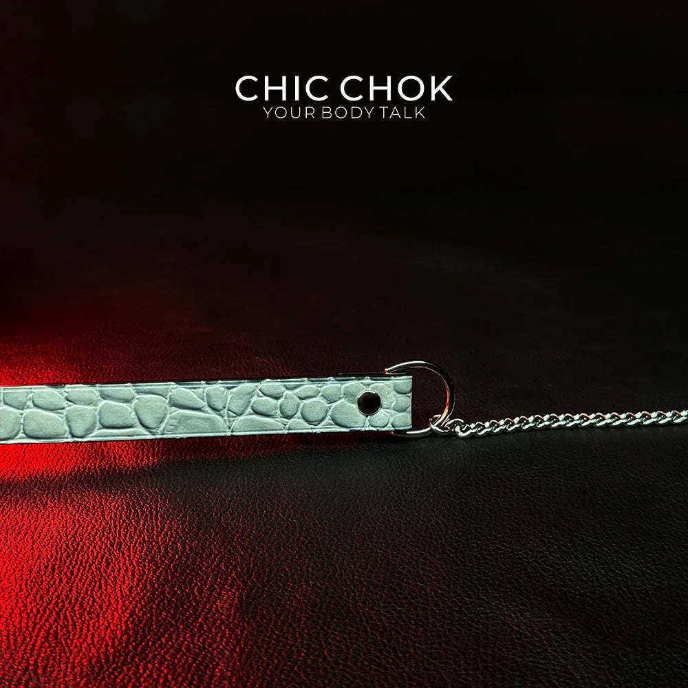 CHICCHOK [Breathless] Pulling Fashion and Fun Choker(Ice Blue Crocodile Texture) - CHICCHOK