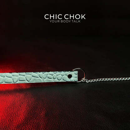 CHICCHOK [Breathless] Pulling Fashion and Fun Choker(Ice Blue Crocodile Texture) - CHICCHOK
