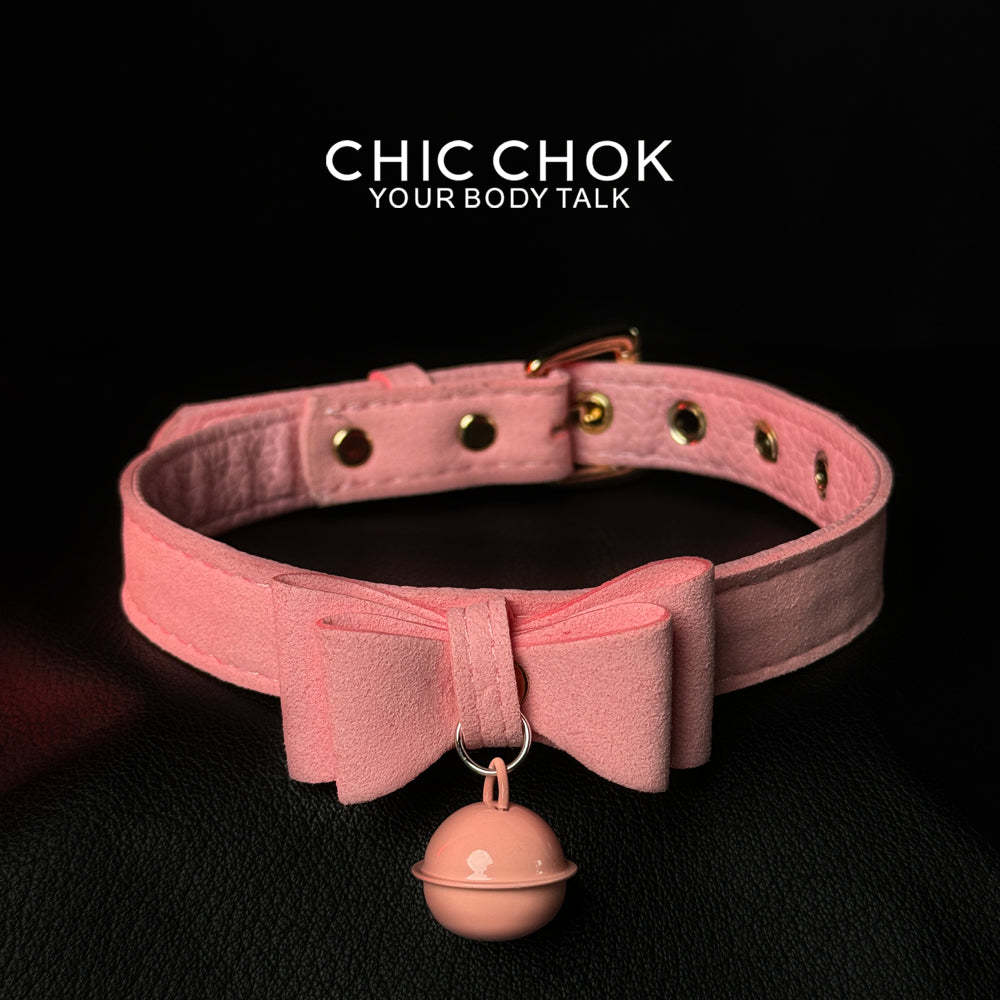 chicchok miss belle necklace fashion accessories collection with bell collar, pink