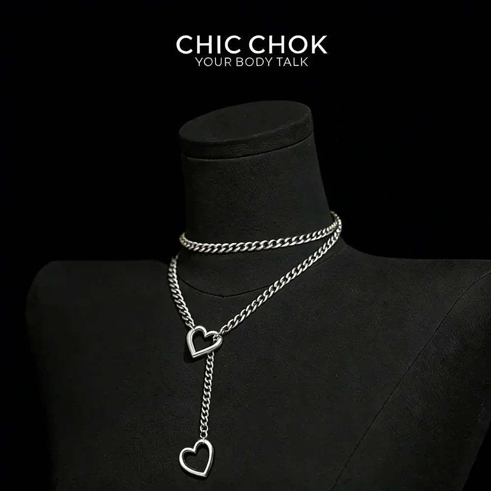 CHICCHOK [MeowChain] Heart O-ring Cuban chain necklace - CHICCHOK - Choker