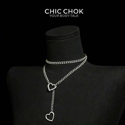 CHICCHOK [MeowChain] Heart O-ring Cuban chain necklace - CHICCHOK - Choker