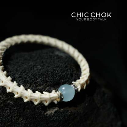 Snake Bone Light Blue Bracelet - CHICCHOK