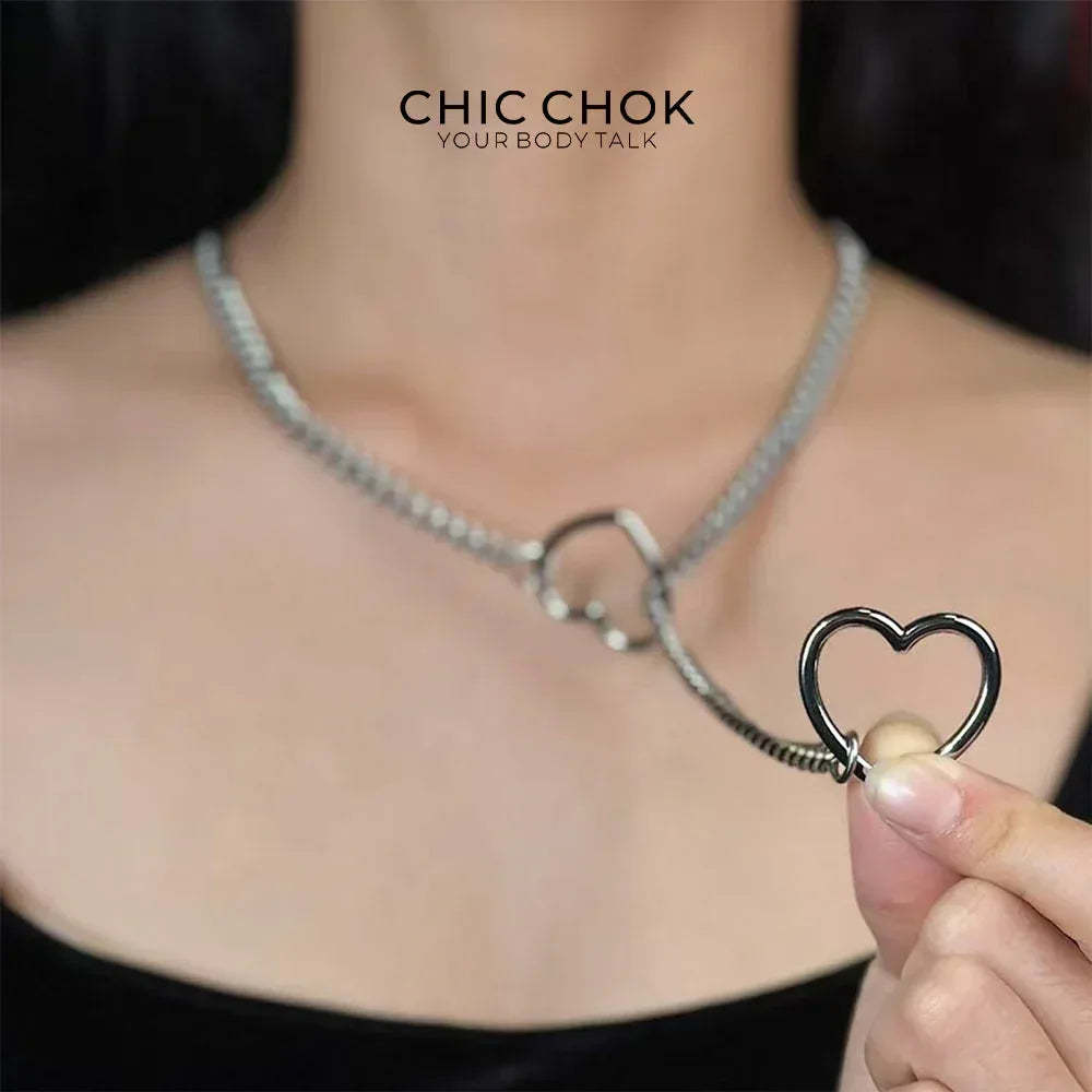 CHICCHOK [MeowChain] Heart O-ring Cuban chain necklace - CHICCHOK - Choker