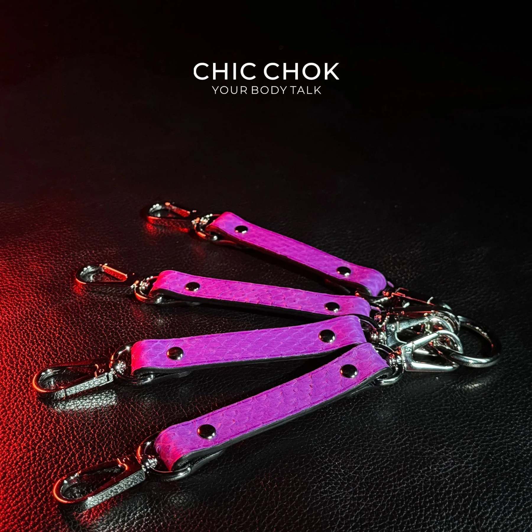 Purple Snakeskin Leather Necklace Set - Handmade Boho Jewelry - CHICCHOK