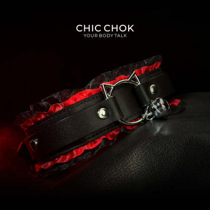 chicchok Black and red classic lace with collar, with traction, for couples