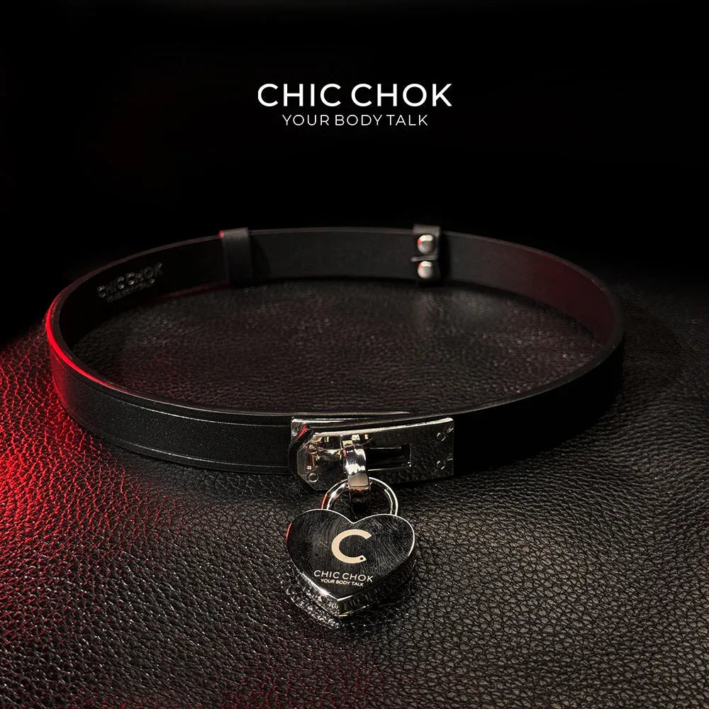 CHICCHOK [The Minimalism] - Classic Front Closure Customize Non-adjustable Fashion Choker(With a love lock) - CHICCHOK