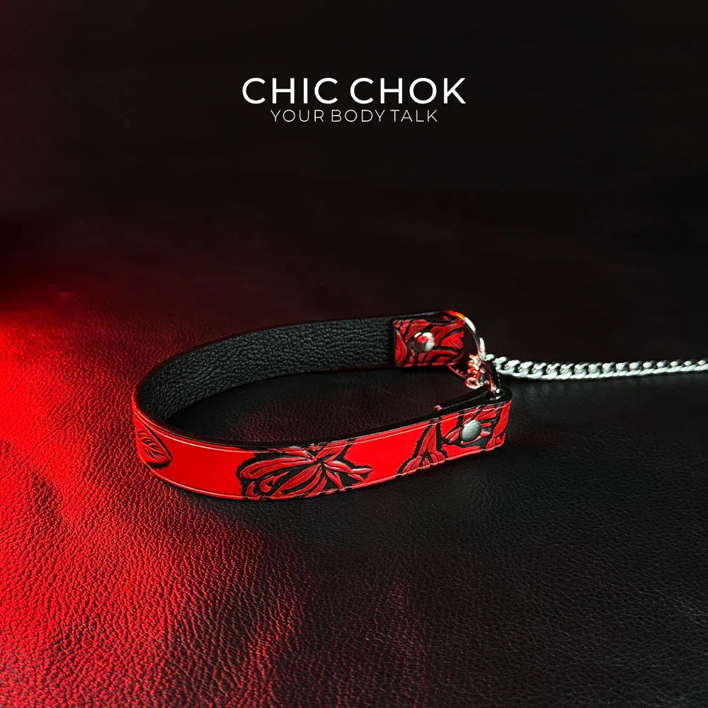 CHICCHOK [Breathless] Pulling Fashion and Fun Choker(Black and Red Pattern) - CHICCHOK