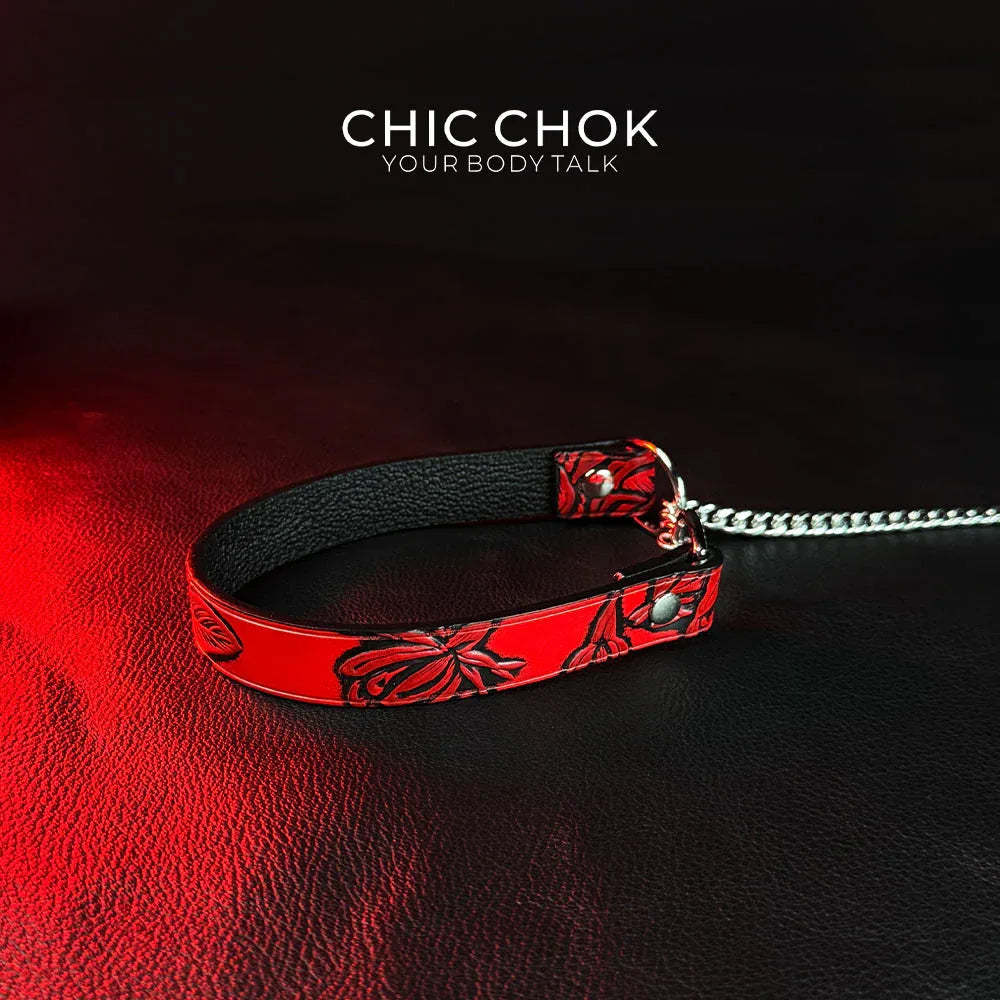 CHICCHOK [Breathless] Pulling Fashion and Fun Choker(Black and Red Pattern) - CHICCHOK