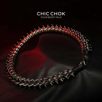 chicchok dragon theme collar, heavy metal, punk, wasteland style, handmade, muscle