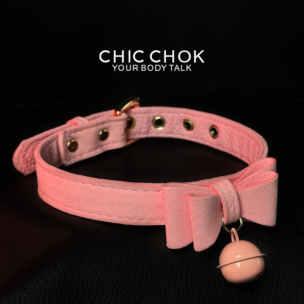 chicchok miss belle necklace fashion accessories collection with bell collar, pink