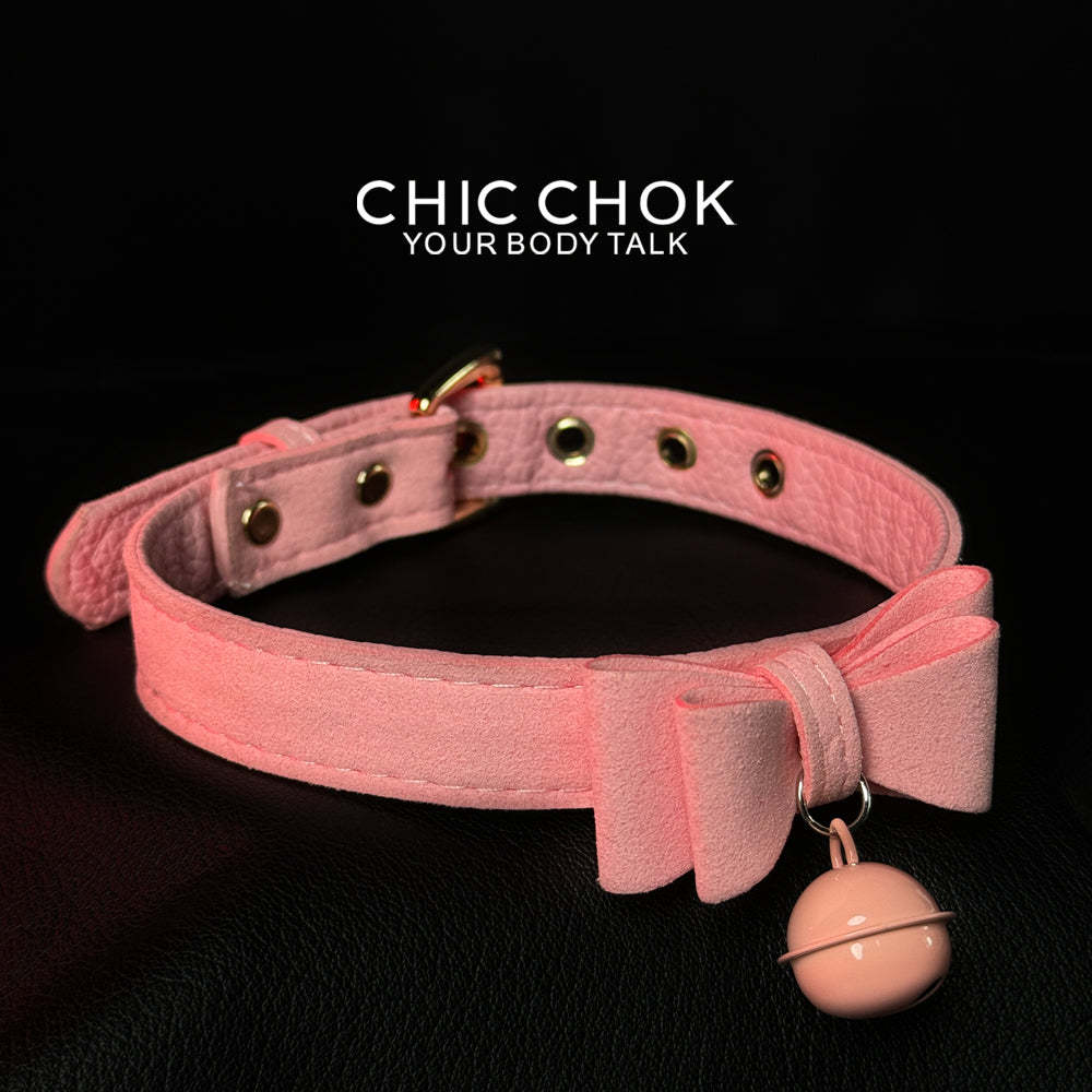 chicchok miss belle necklace fashion accessories collection with bell collar, pink