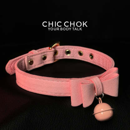 chicchok miss belle necklace fashion accessories collection with bell collar, pink
